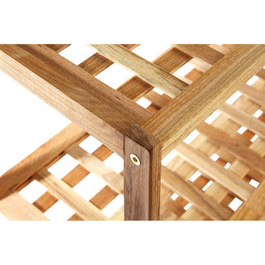 3 Tier Walnut Wood Grid Design Shoe Rack | Arla