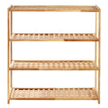 4 Tier Walnut Wood Grid Design Shoe Rack | Arla