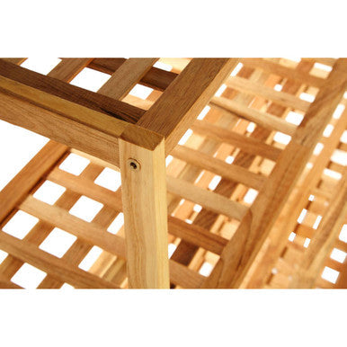 4 Tier Walnut Wood Grid Design Shoe Rack | Arla