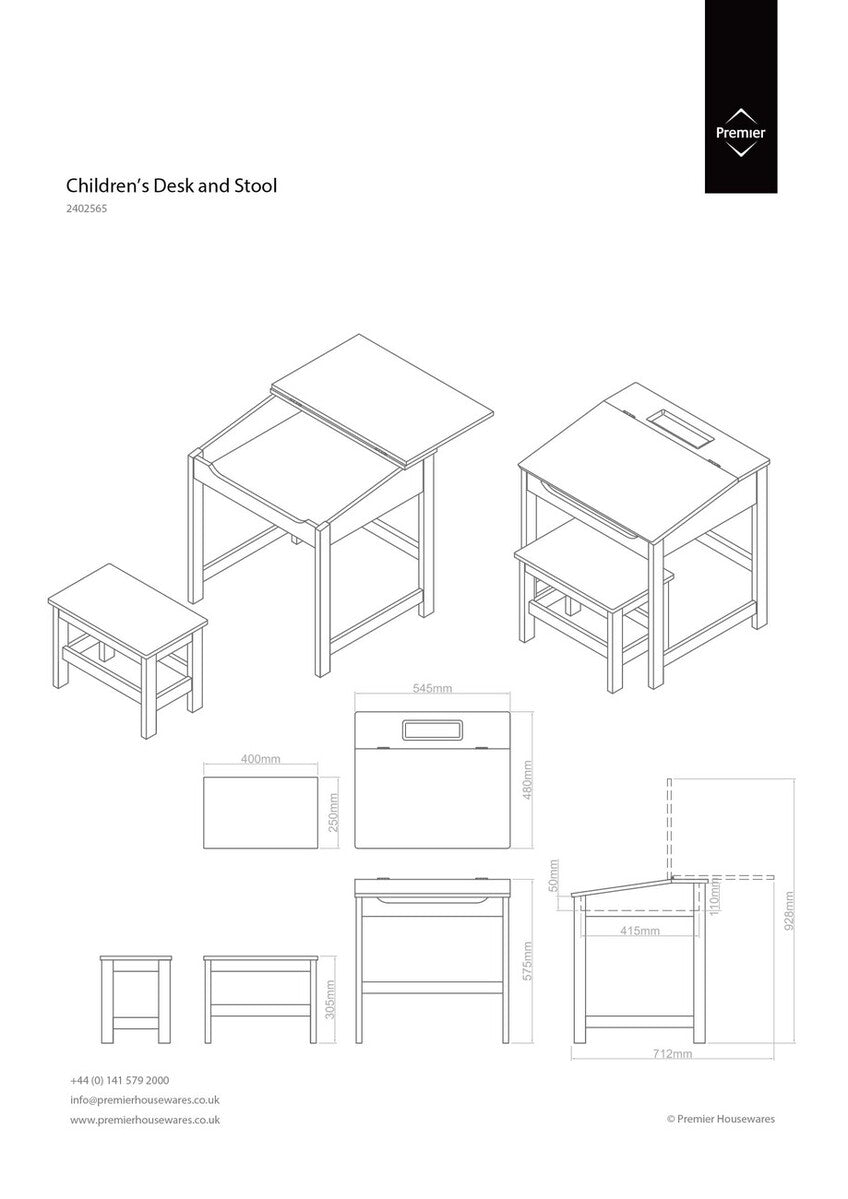 Children's Natural Desk and Stool | Jordan