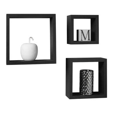 Set of Three Black Wall Cubes | Kayli