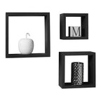 Set of Three Black Wall Cubes | Kayli