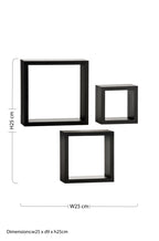 Set of Three Black Wall Cubes | Kayli