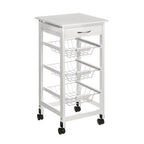 White Kitchen Trolley with Drawer and Basket Glenn | Harlow