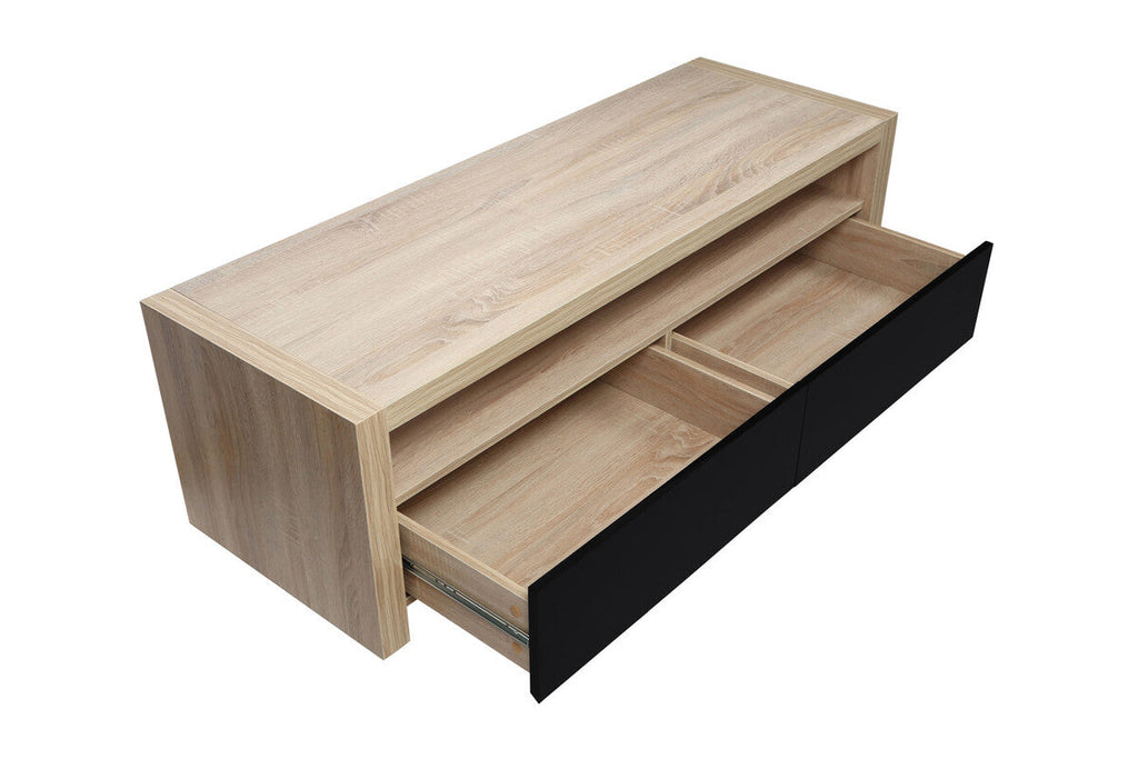 Natural Oak Veneer Coffee Table with 2 Storage Drawers and 1 Shelf | Loki