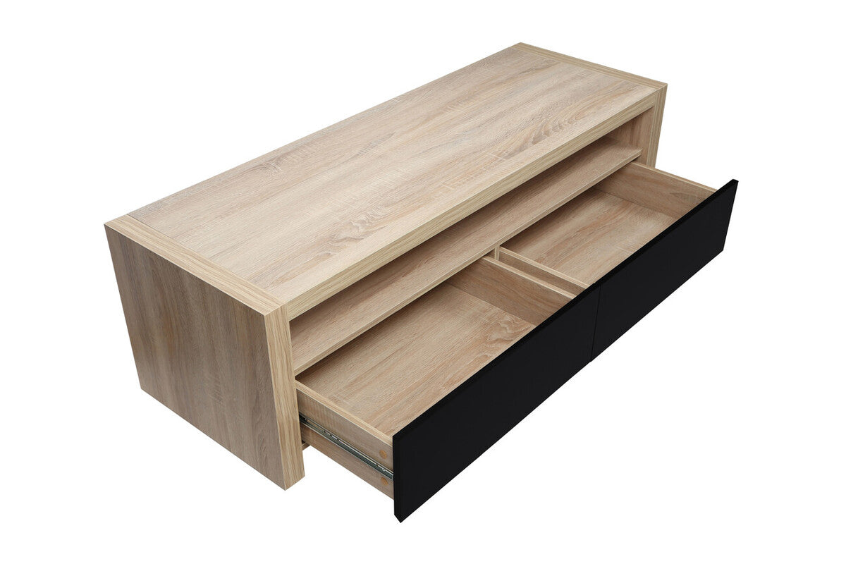 Natural Oak Veneer Coffee Table with 2 Storage Drawers and 1 Shelf | Loki