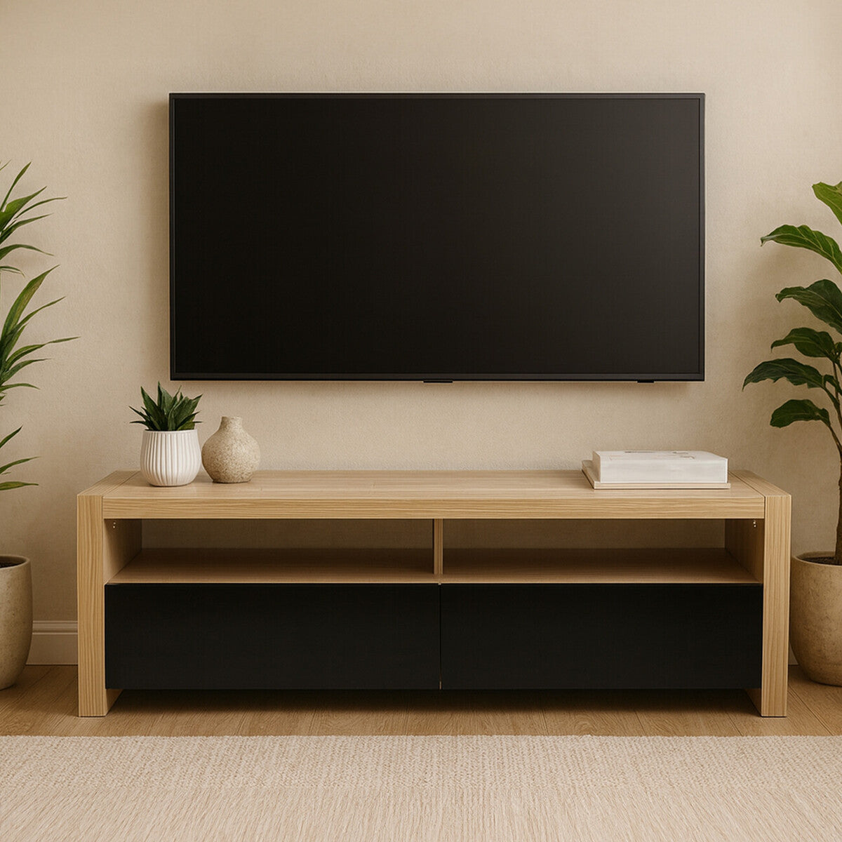 Natural Oak Veneer Coffee Table with 2 Storage Drawers and 1 Shelf | Loki