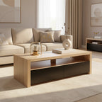 Natural Oak Veneer Coffee Table with 2 Storage Drawers and 1 Shelf | Loki