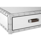 Silver Rectangular Storage Coffee Table in Metal and Glass | Rivet