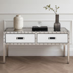 Silver Rectangular Storage Coffee Table in Metal and Glass | Rivet