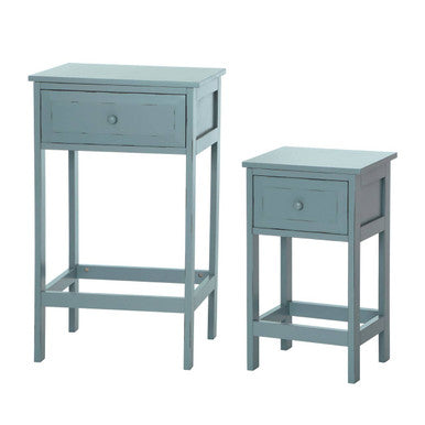 Grey Set of 2 Engineered Wood Bedside Tables with 2 Storage Drawers | Chatelet