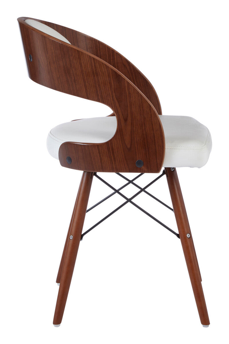 White Leather Effect Chair with Curved Back | Parkar