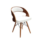 White Leather Effect Chair with Curved Back | Parkar