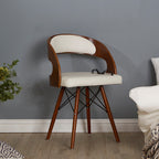 White Leather Effect Chair with Curved Back | Parkar