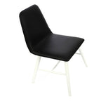 Black Leather Effect Dining Chair with White Legs | Cassy