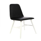 Black Leather Effect Dining Chair with White Legs | Cassy