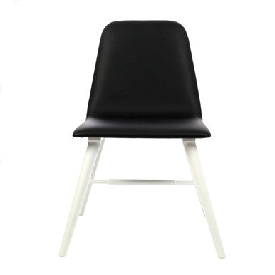 Black Leather Effect Dining Chair with White Legs | Cassy