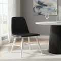 Black Leather Effect Dining Chair with White Legs | Cassy