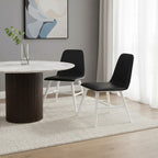 Black Leather Effect Dining Chair with White Legs | Cassy