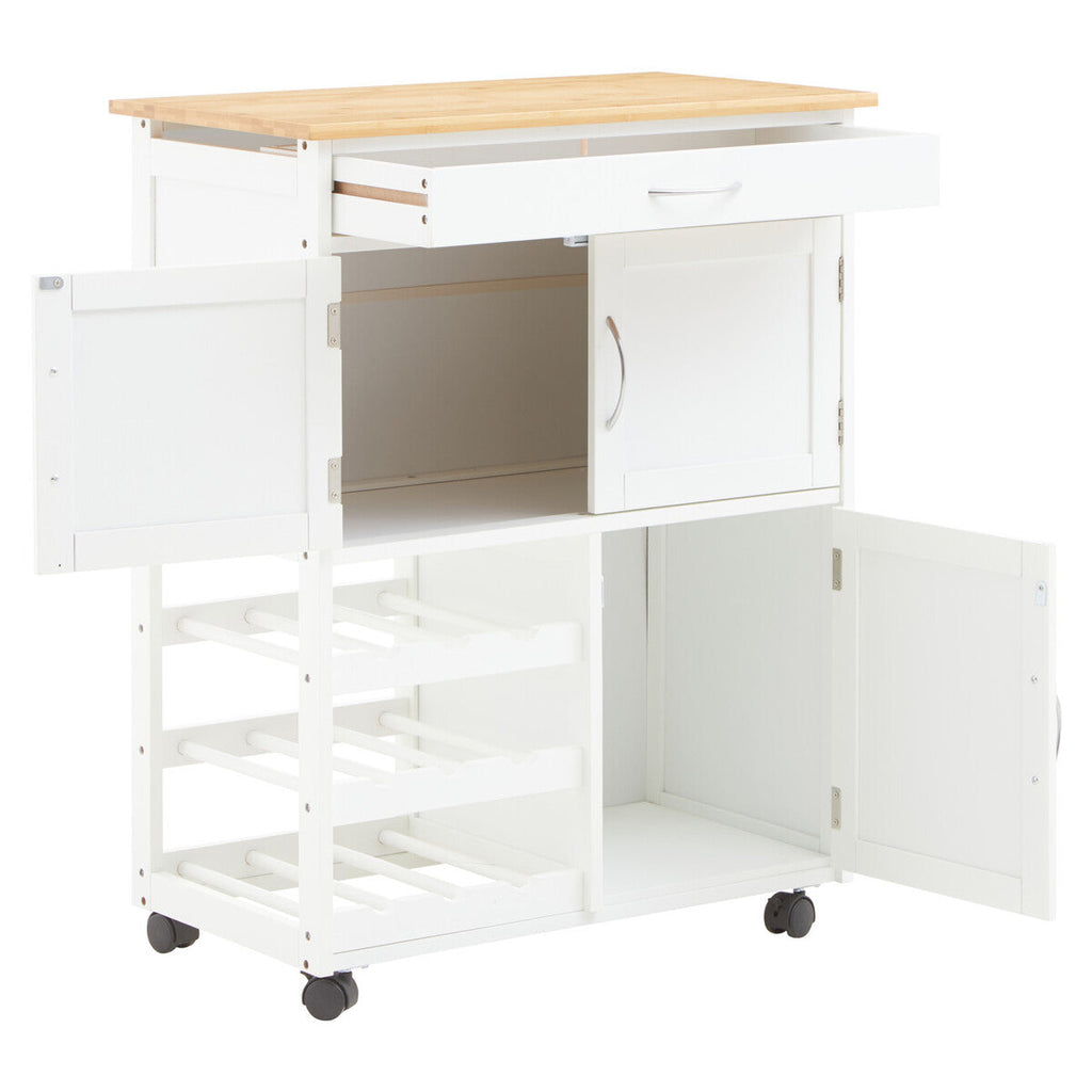 White and Natural Kitchen Trolley with Drawer | Harlow