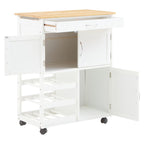 White and Natural Kitchen Trolley with Drawer | Harlow