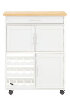 White and Natural Kitchen Trolley with Drawer | Harlow