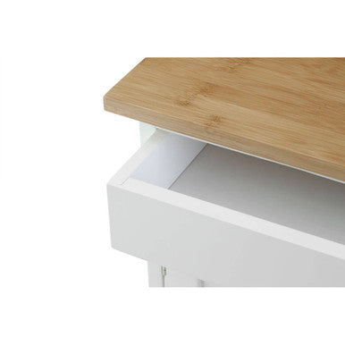 White and Natural Kitchen Trolley with Drawer | Harlow