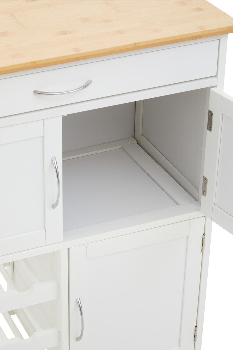 White and Natural Kitchen Trolley with Drawer | Harlow