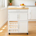 White and Natural Kitchen Trolley with Drawer | Harlow