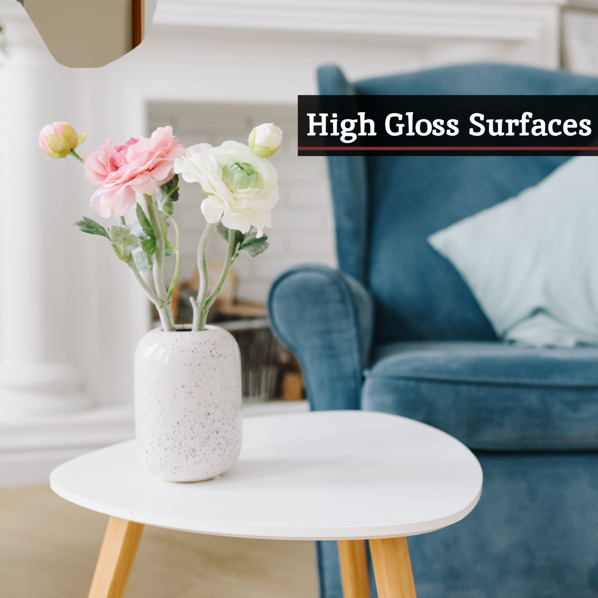 White High Gloss Top Nest of 2 Tables with Natural Wood Legs | Nostra
