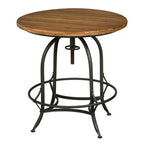 Fir Wood Top Height Adjustable Round Side Table with Industrial Metal Base | Foundry