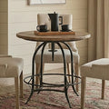 Fir Wood Top Height Adjustable Round Side Table with Industrial Metal Base | Foundry
