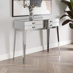 Silver Stainless Steel Console Table with 4 Storage Drawers | Lure