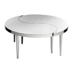 Silver Yin-Yang Stainless Steel Coffee Table with Floor Protecting Feet, Lure