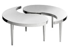 Silver Yin-Yang Stainless Steel Coffee Table with Floor Protecting Feet, Lure