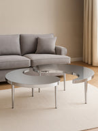 Silver Yin-Yang Stainless Steel Coffee Table with Floor Protecting Feet, Lure