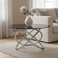 Smoked Glass Top and Silver Steel Frame Side Table | Cassy