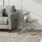 Smoked Glass Top and Silver Steel Frame Side Table | Cassy