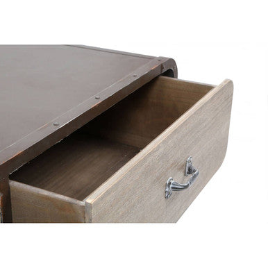 Natural Grain Finish Coffee Table with 2 Storage Drawers and 4 Wheels | Village Loft
