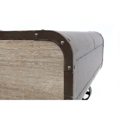 Natural Grain Finish Coffee Table with 2 Storage Drawers and 4 Wheels | Village Loft