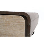 Natural Grain Finish Coffee Table with 2 Storage Drawers and 4 Wheels | Village Loft
