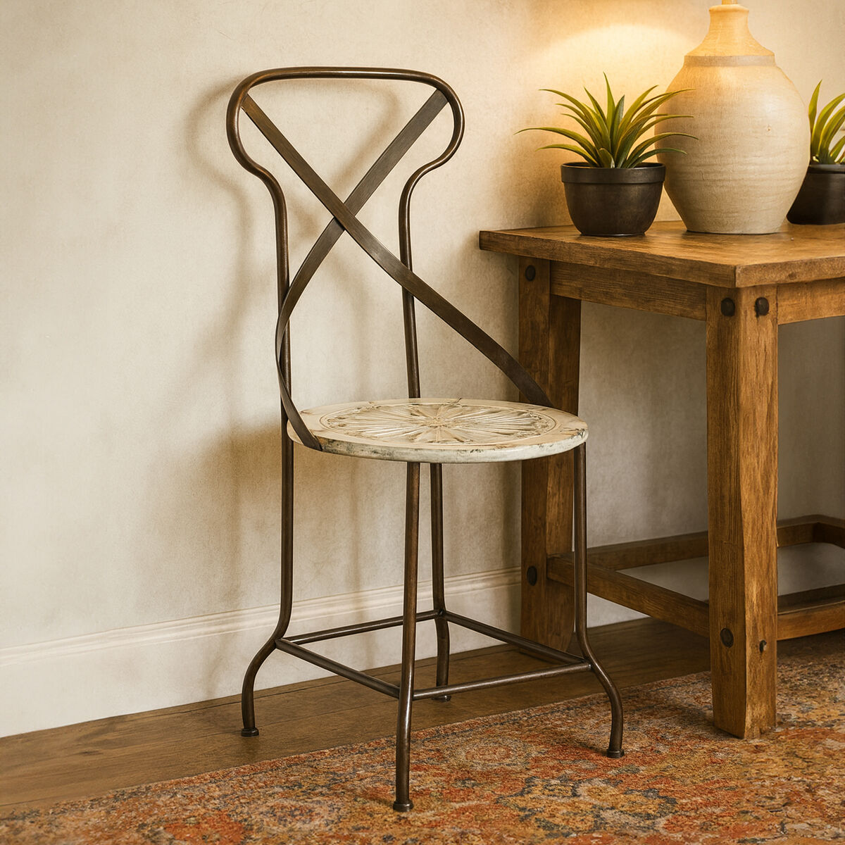 Cream Seat Metal Chair | Artisan