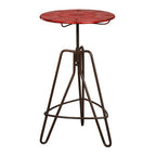 Red Metal Adjustable Bar Table with Black Distressed Finish Hairpin Legs | Artisan