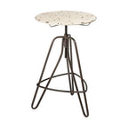 Cream Metal Adjustable Bar Table with Black Distressed Finish Hairpin Legs | Artisan