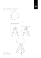Cream Metal Adjustable Bar Table with Black Distressed Finish Hairpin Legs | Artisan