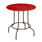 Red Distressed Metal Top Side Table with Black Four Leg Metal Base | Artisan
