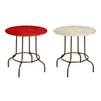 Red Distressed Metal Top Side Table with Black Four Leg Metal Base | Artisan