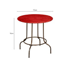 Red Distressed Metal Top Side Table with Black Four Leg Metal Base | Artisan