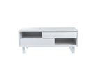 White High Gloss Coffee Table with 2 Drawers and Open Shelves | Moritz