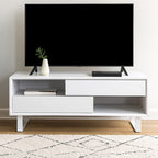 White High Gloss Coffee Table with 2 Drawers and Open Shelves | Moritz